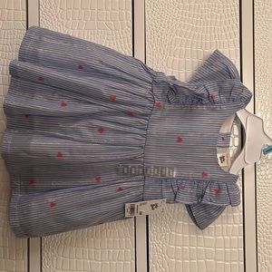 Blue white striped baby girl dress 6M